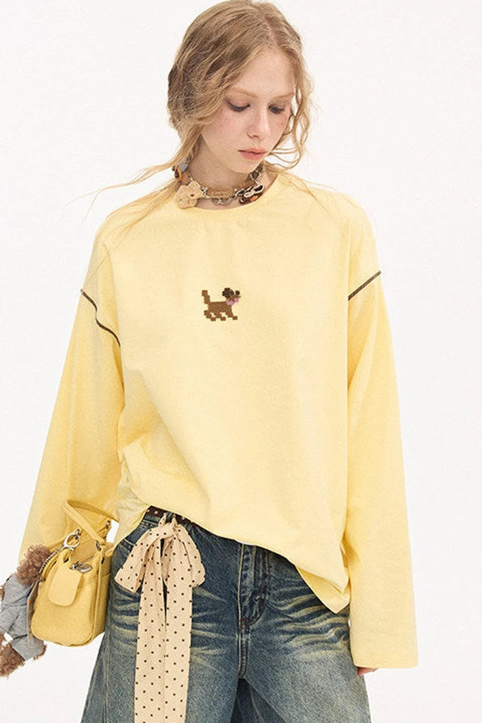 Cartoon Puppy Embroidery T-Shirt