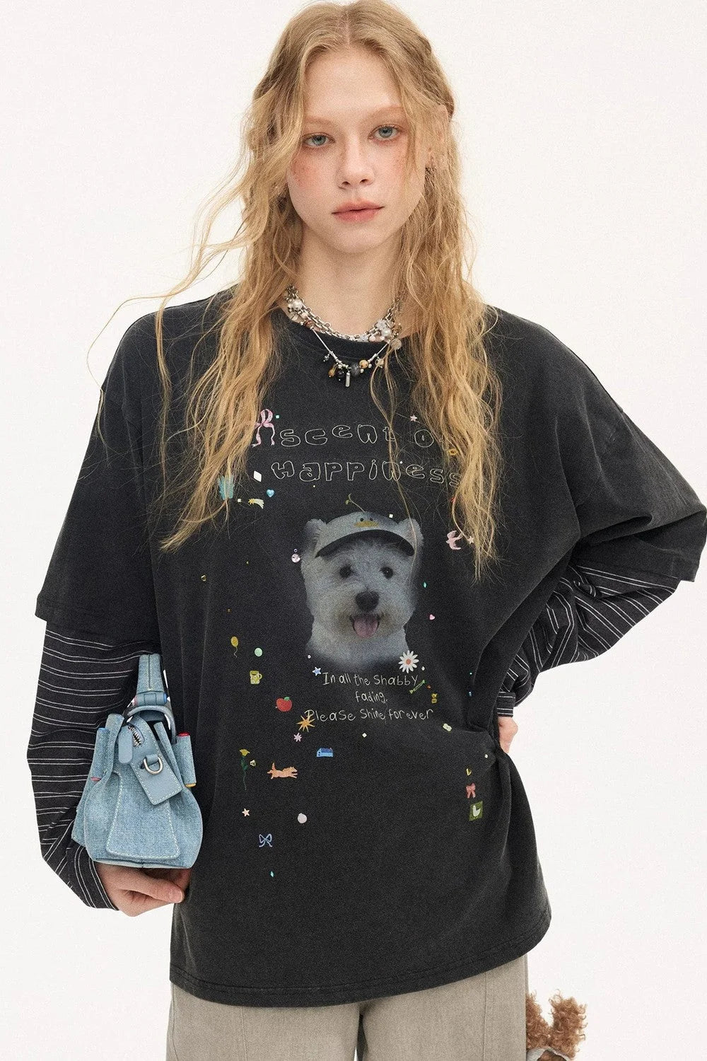 Cartoon Rhinestone Cotton T-Shirt