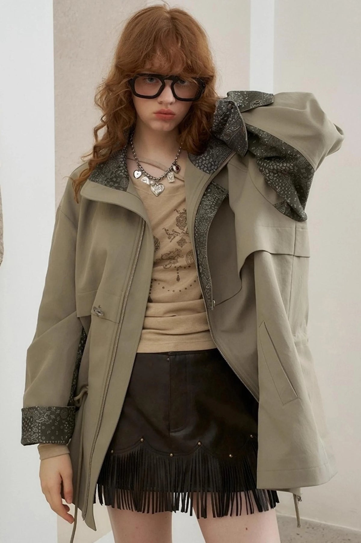 Cashew Flower Trench Coat