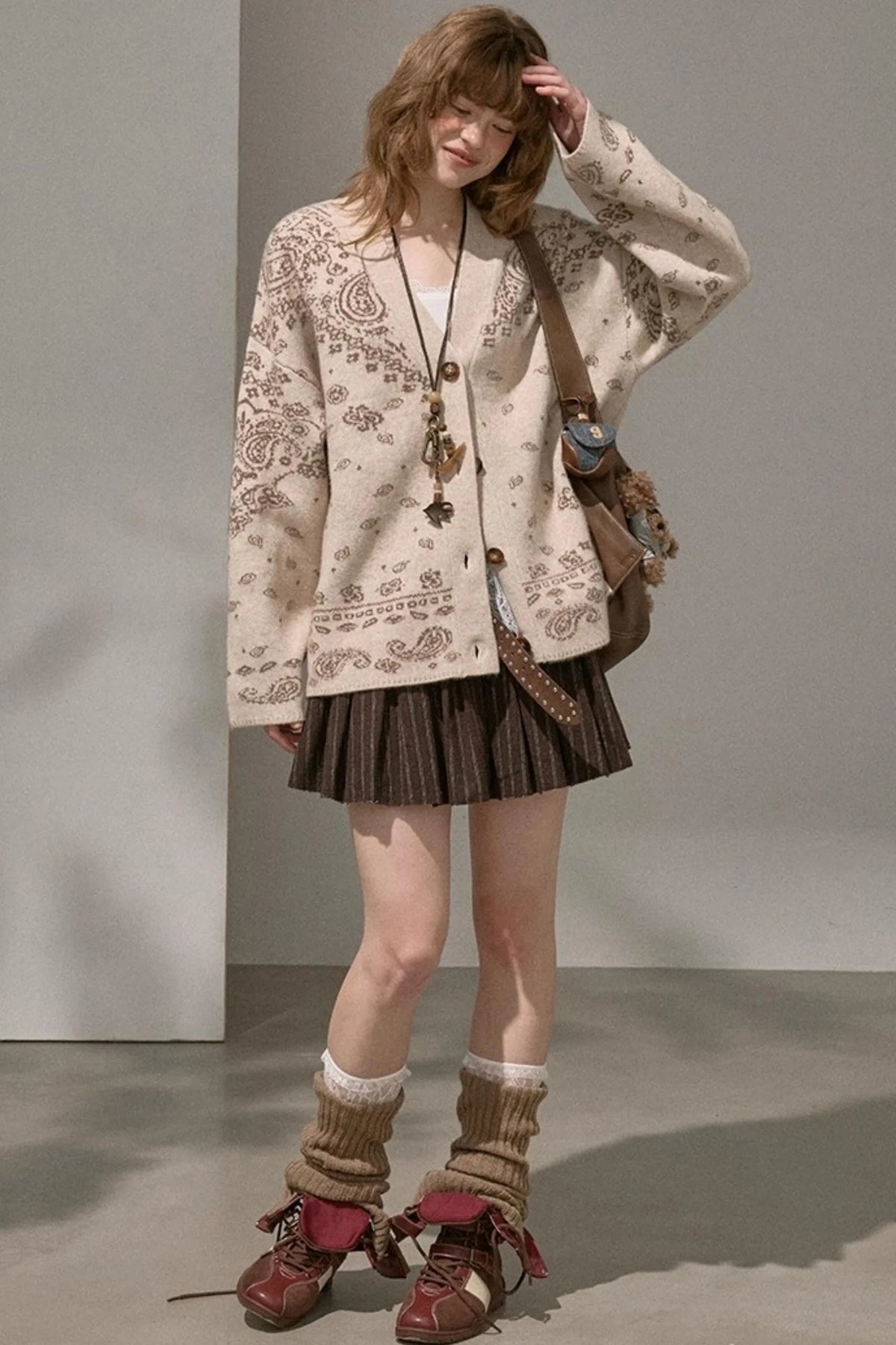 Cashew Flower V-Neck Premium Knit Cardigan