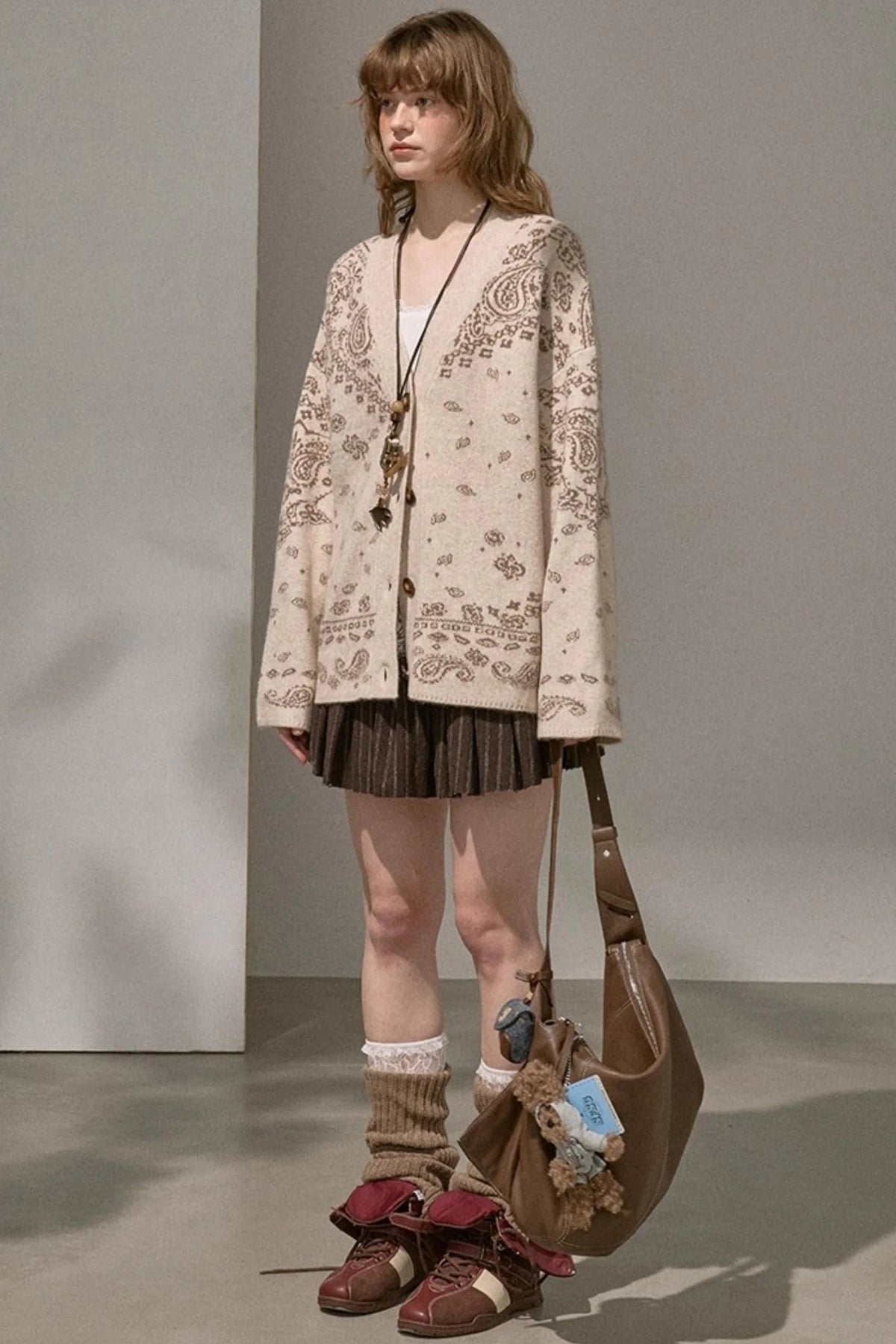 Cashew Flower V-Neck Premium Knit Cardigan