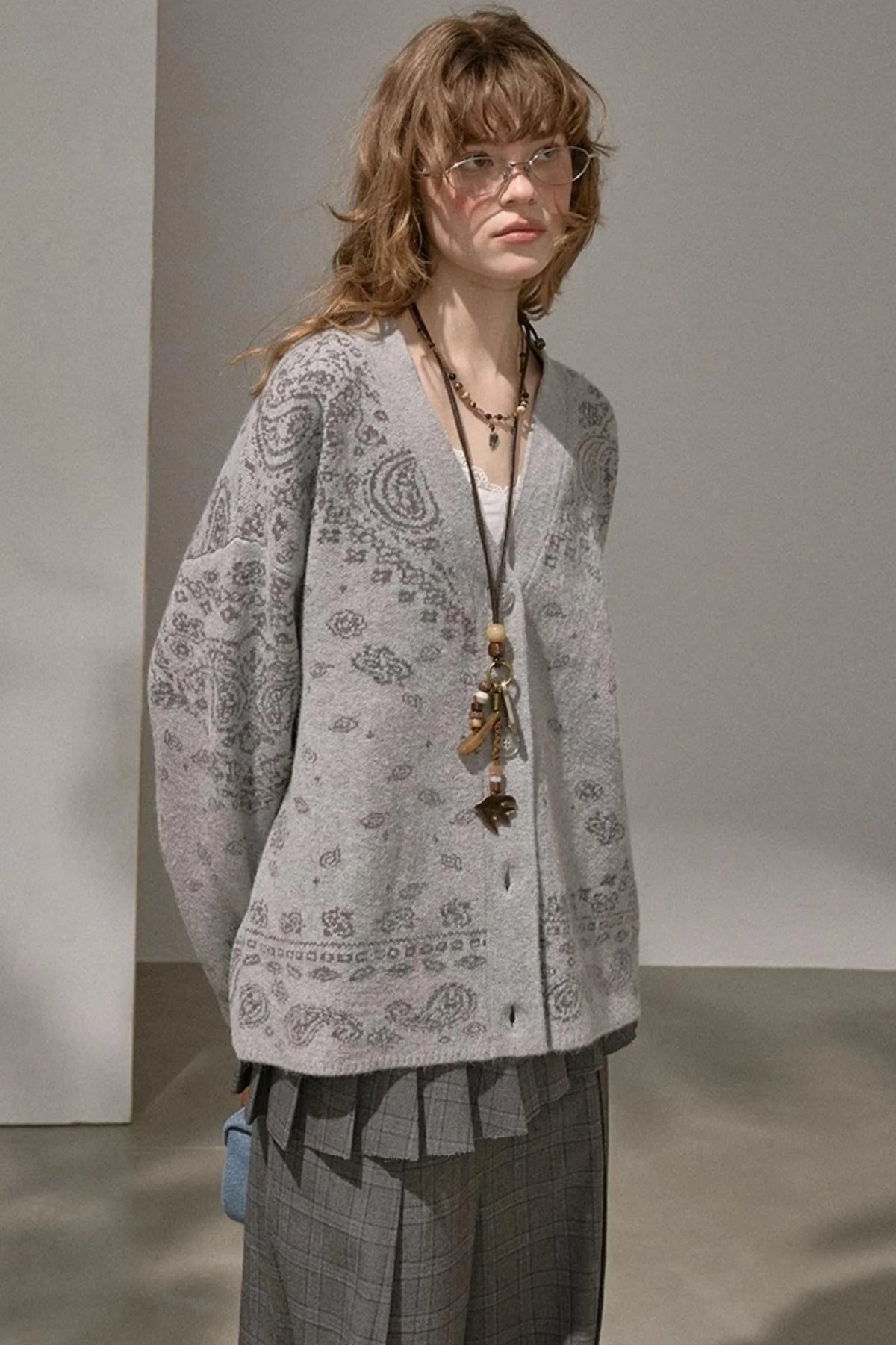 Cashew Flower V-Neck Premium Knit Cardigan