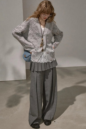 Cashew Flower V-Neck Premium Knit Cardigan