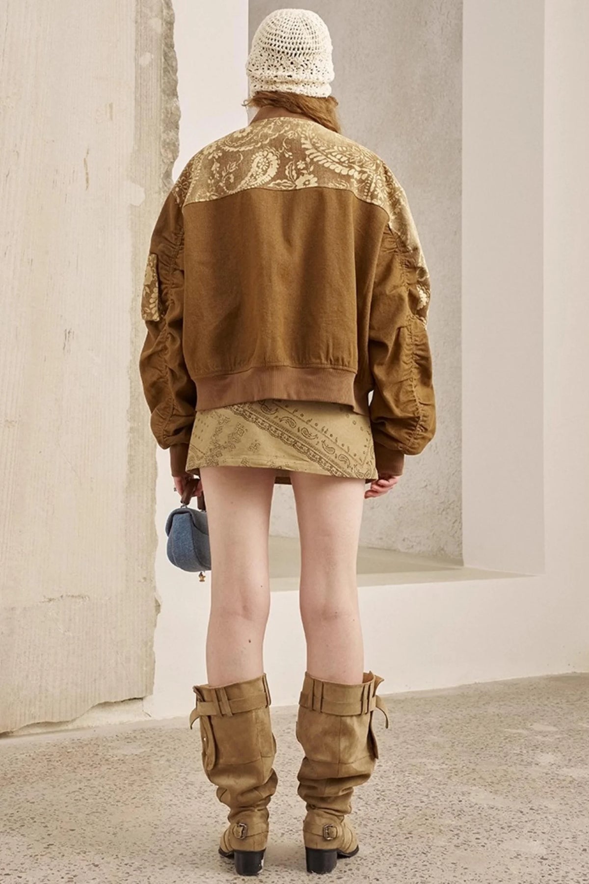 Cashew Print Long Sleeve Flight Jacket
