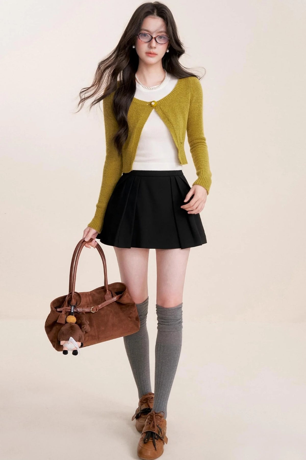 Cashmere Wool Crew Neck Knit Coat