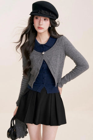 Cashmere Wool Crew Neck Knit Coat