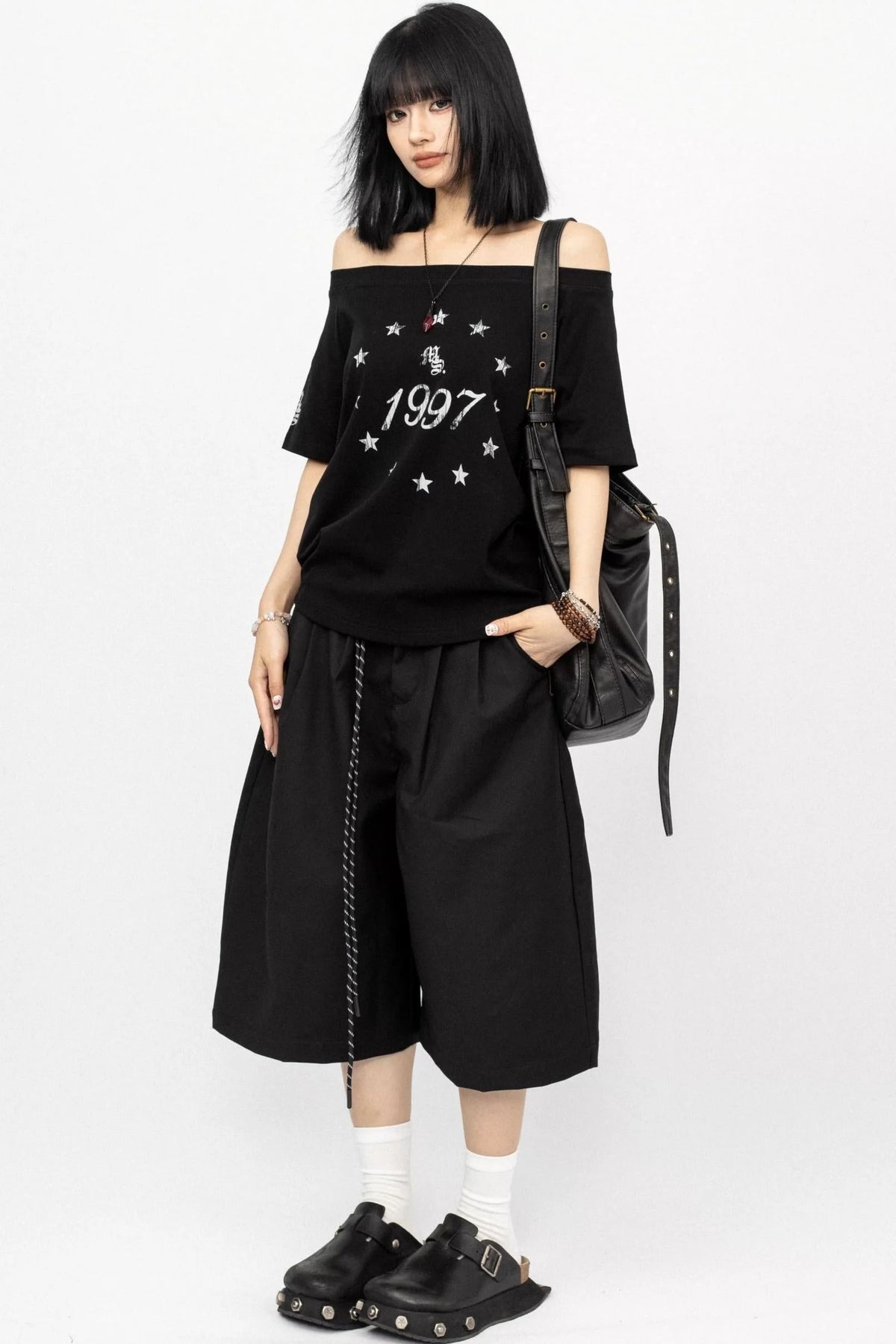 Casual Black Loose Shorts