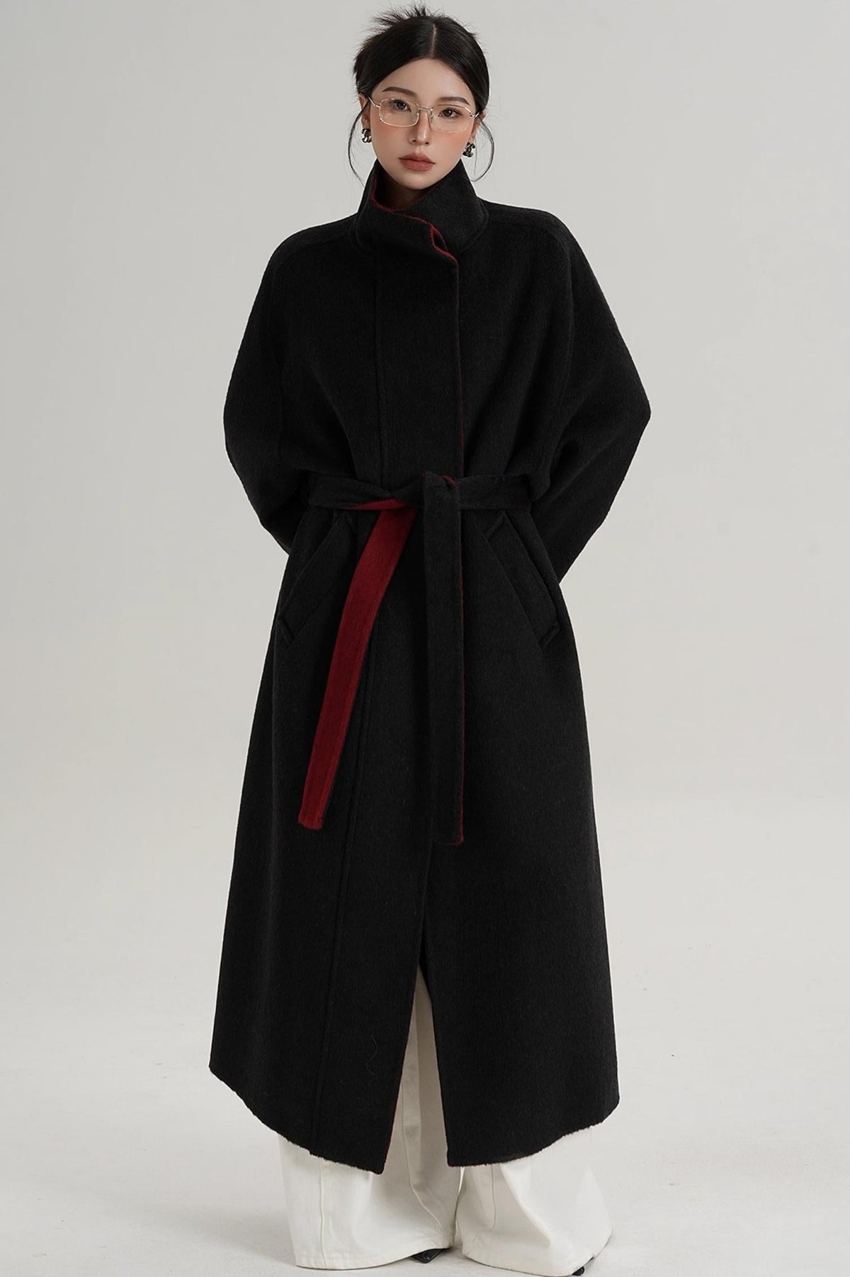 Casual Double-Sided High Neck Wool Coat