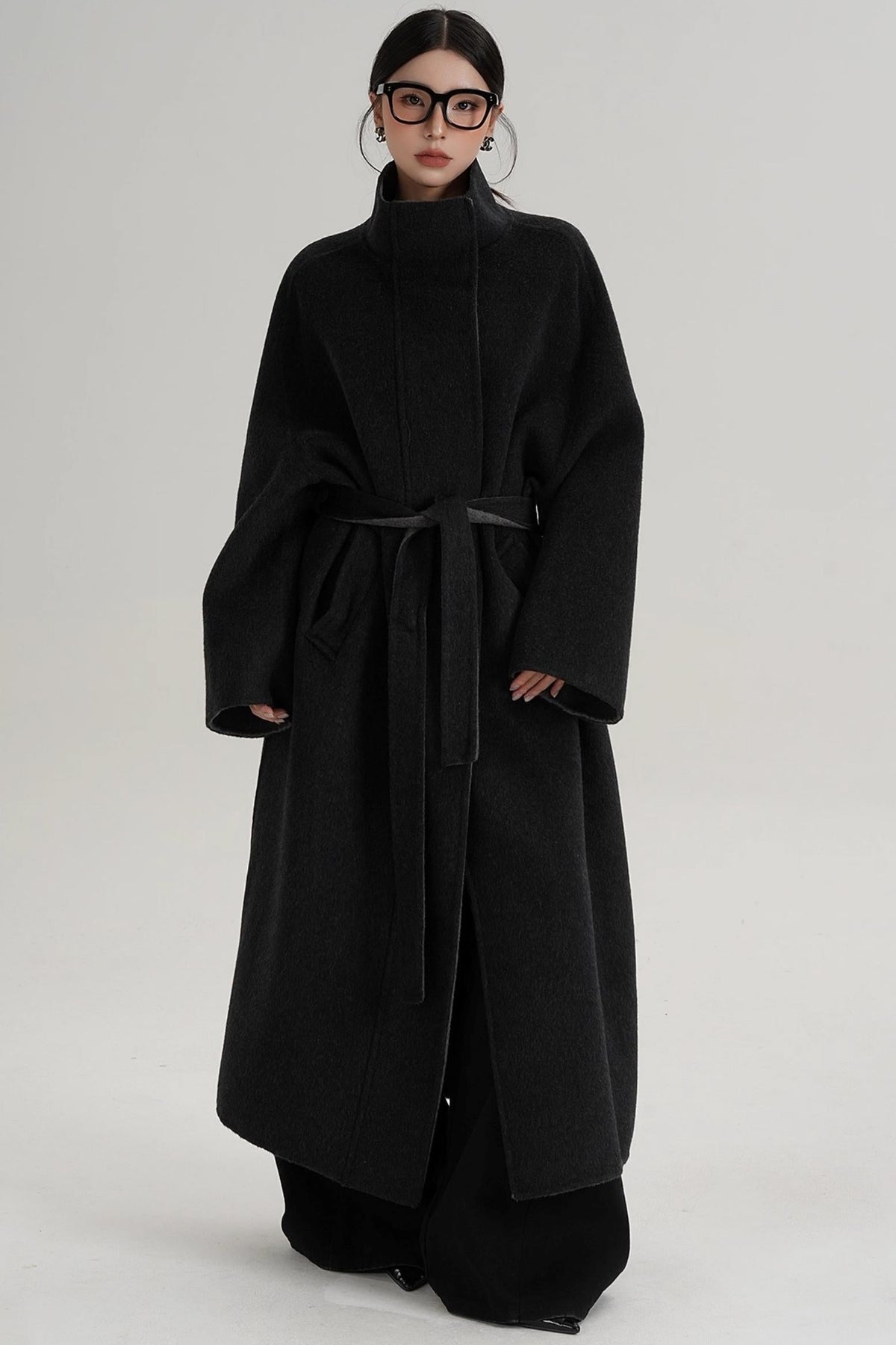 Casual Double-Sided High Neck Wool Coat