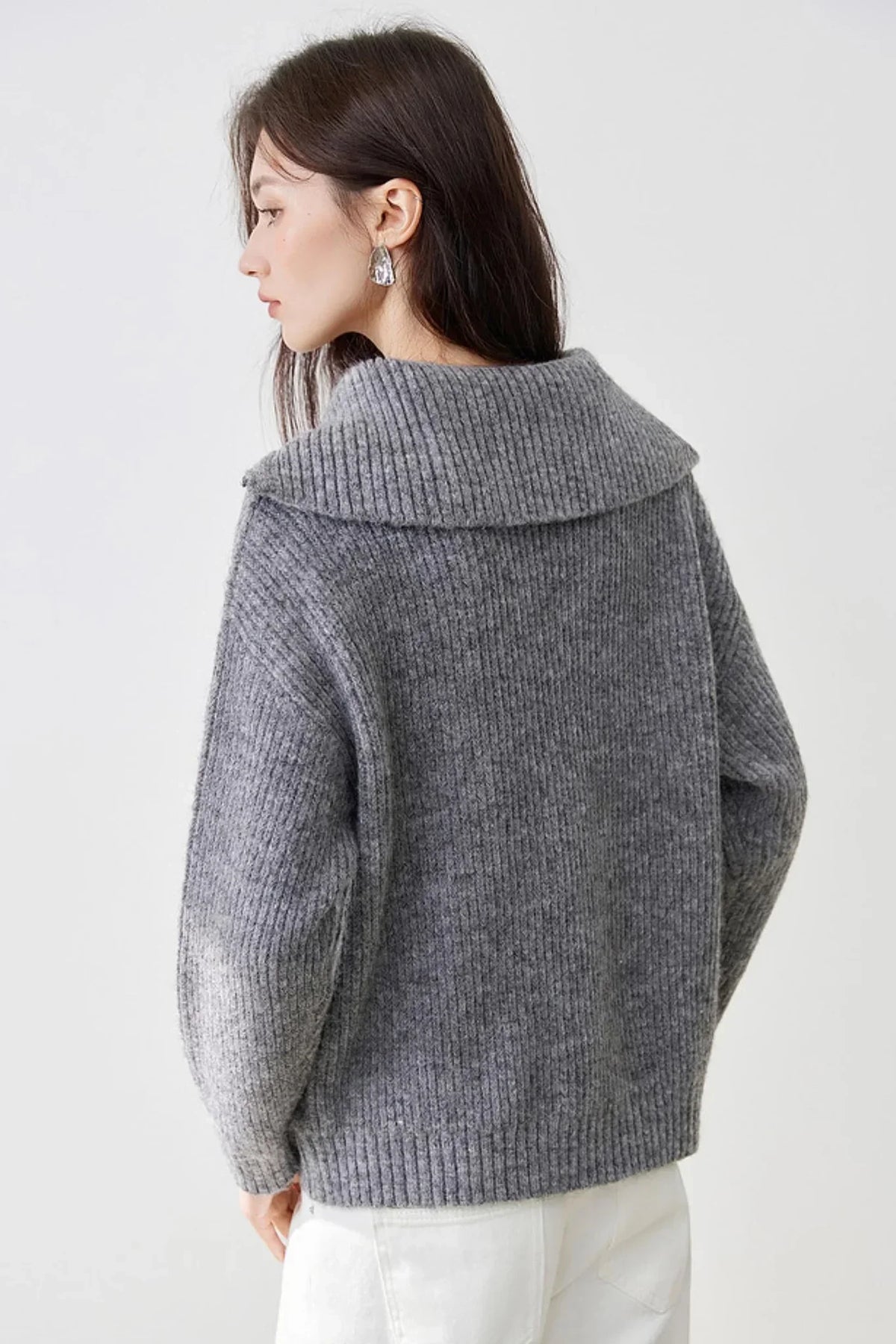 Casual Half-Zip Lapel Knitted Sweater