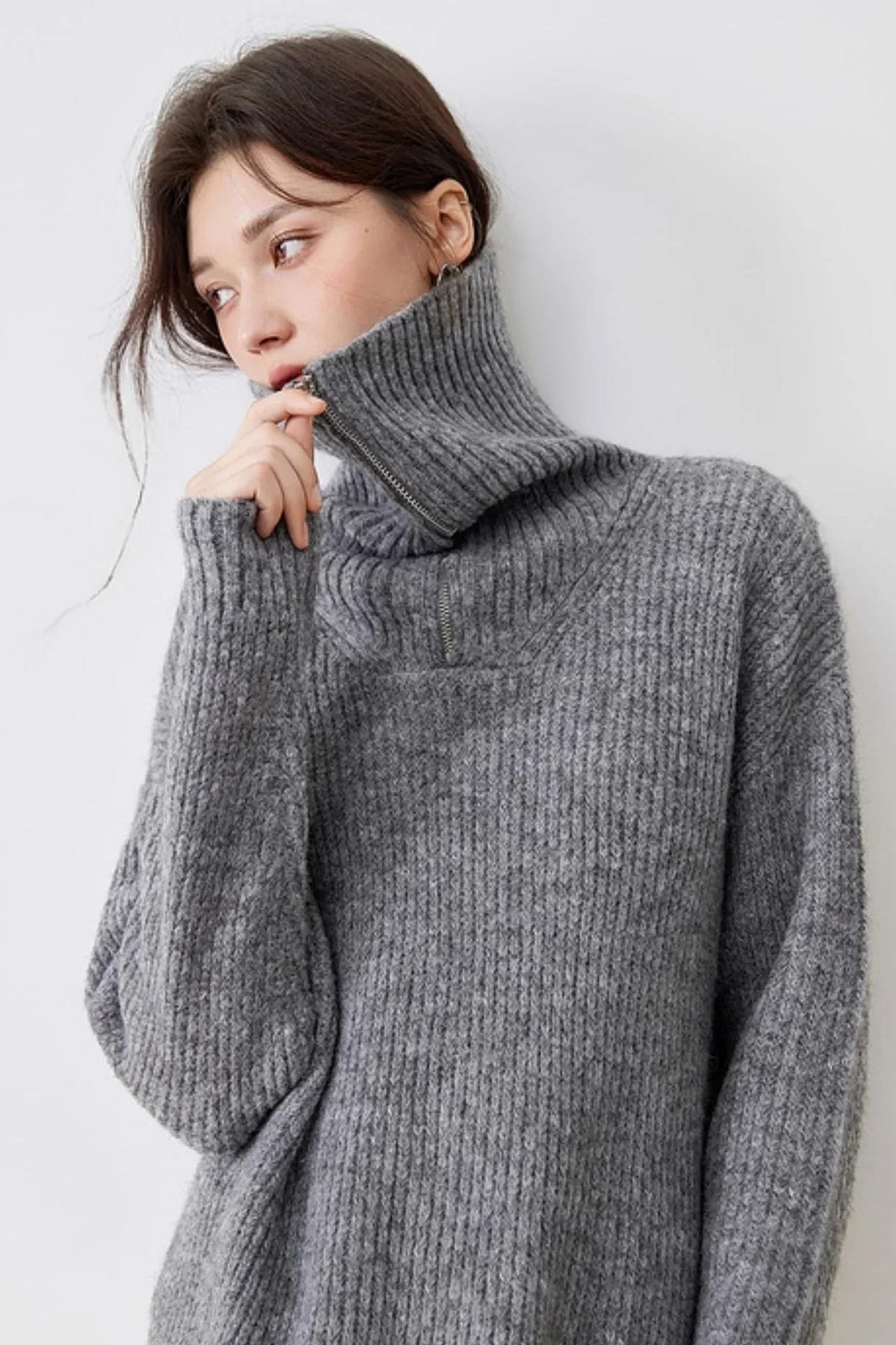 Casual Half-Zip Lapel Knitted Sweater