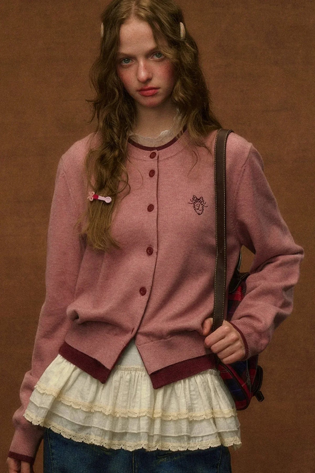 Casual Knit Embroidered Cardigan
