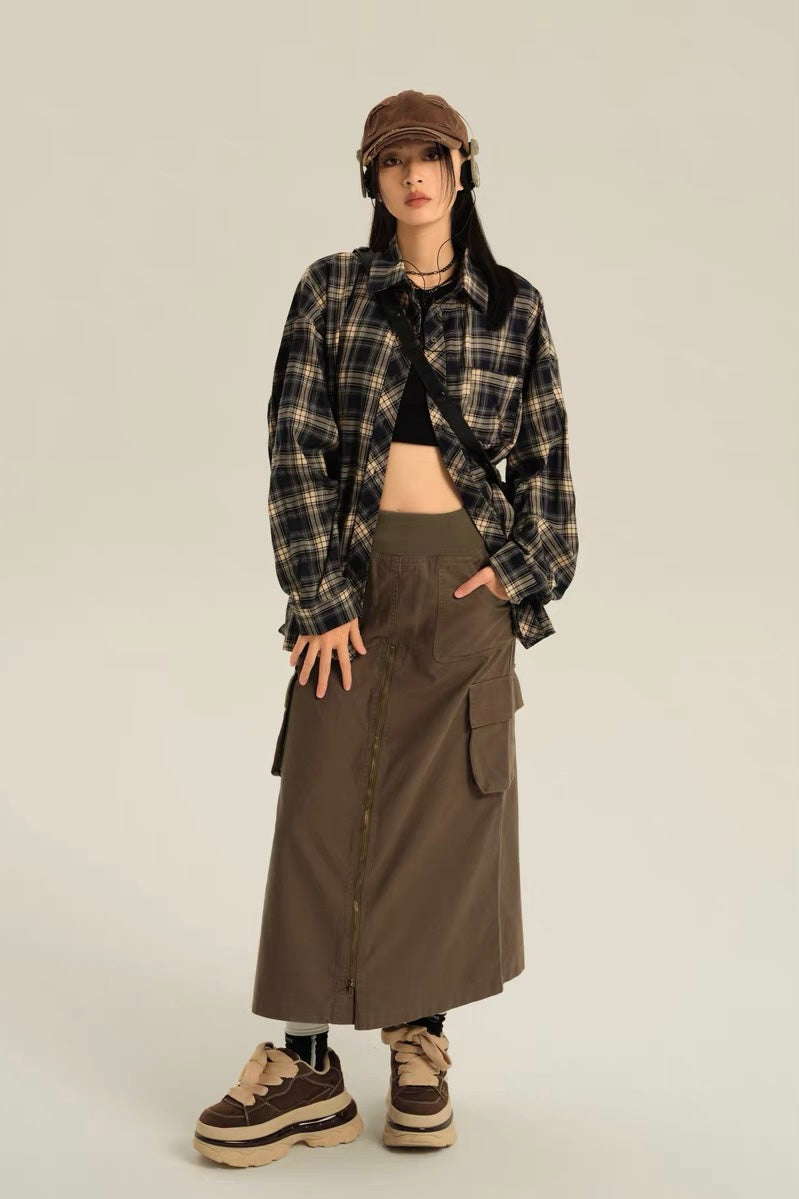 casual loose check shirt