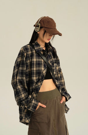 casual loose check shirt