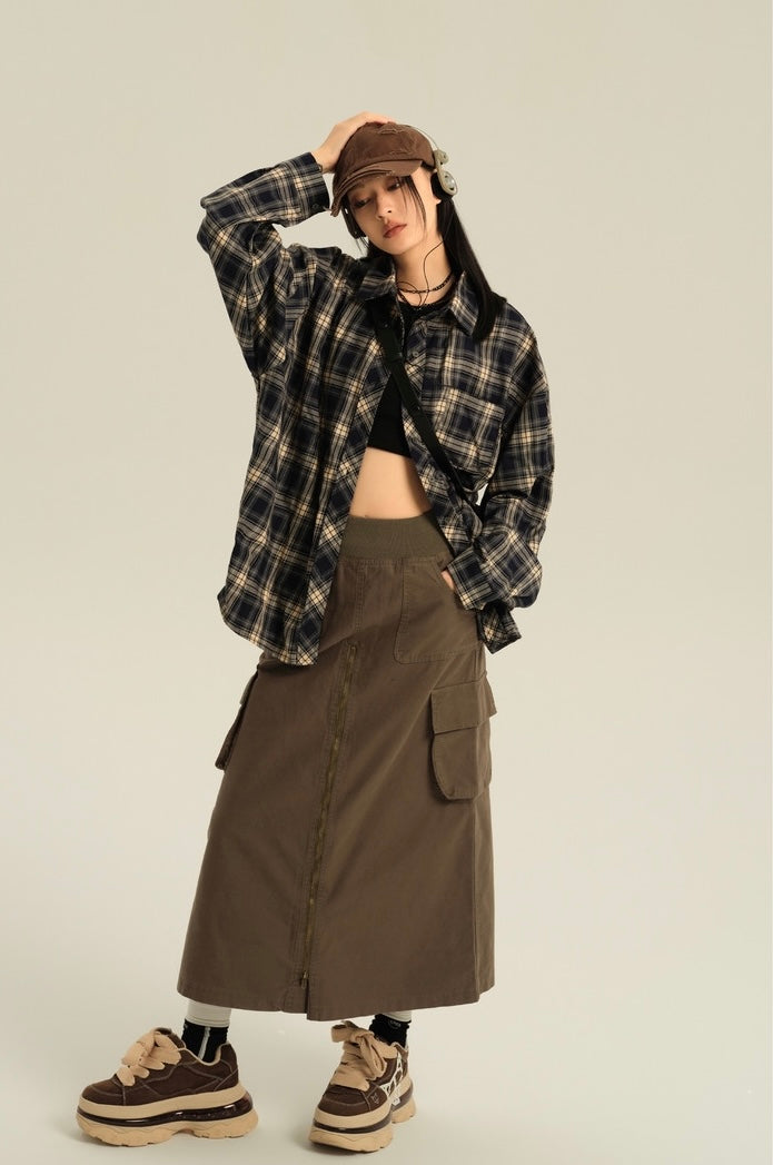 casual loose check shirt