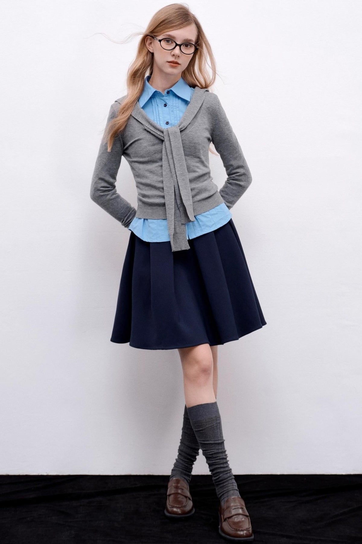 Casual Navy Collar Pullover Sweater