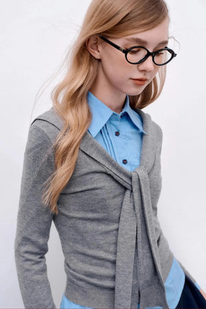 Casual Navy Collar Pullover Sweater