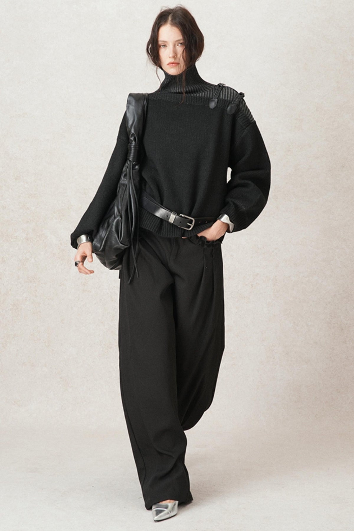 Casual Pleated Wide-Leg Suit Pants