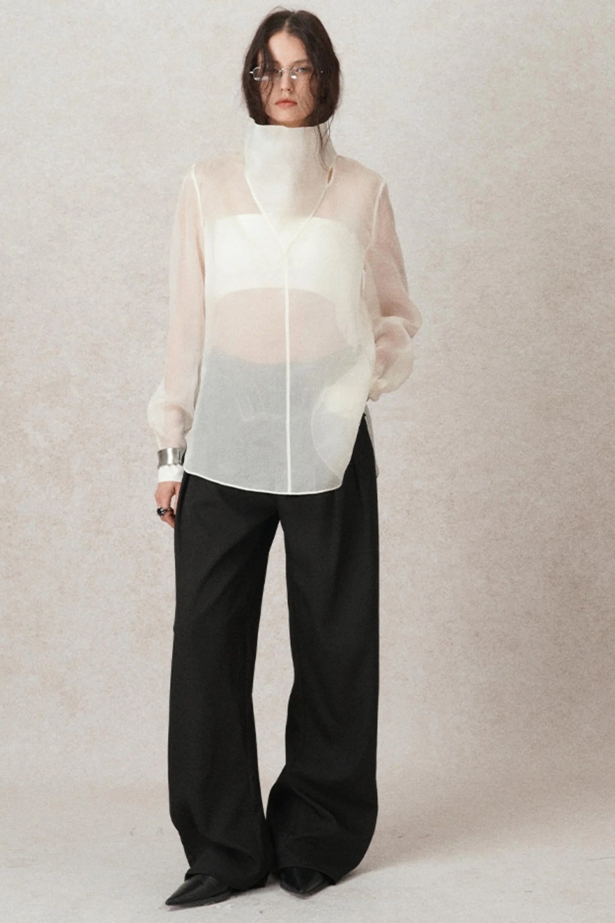 Casual Pleated Wide-Leg Suit Pants