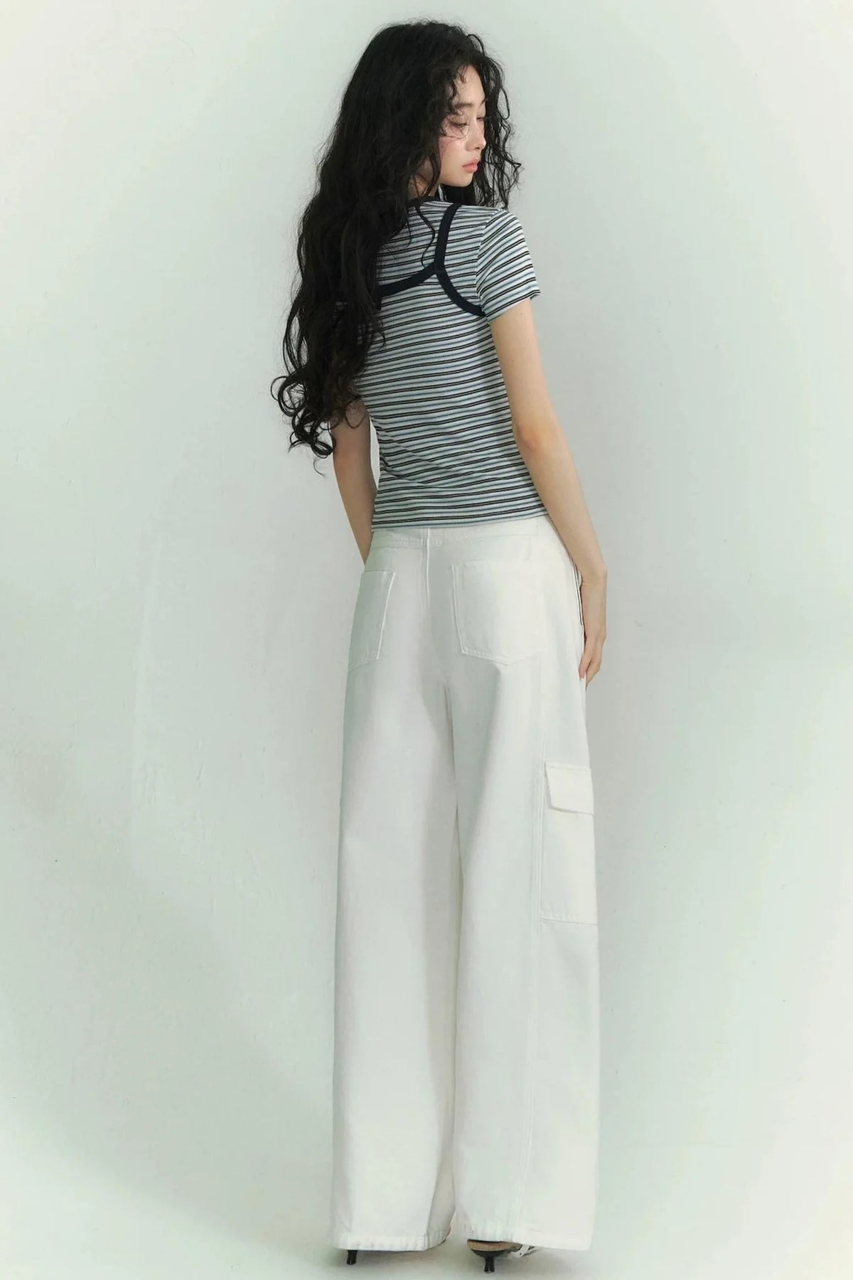 Casual Striped T-Shirt Suspender Set