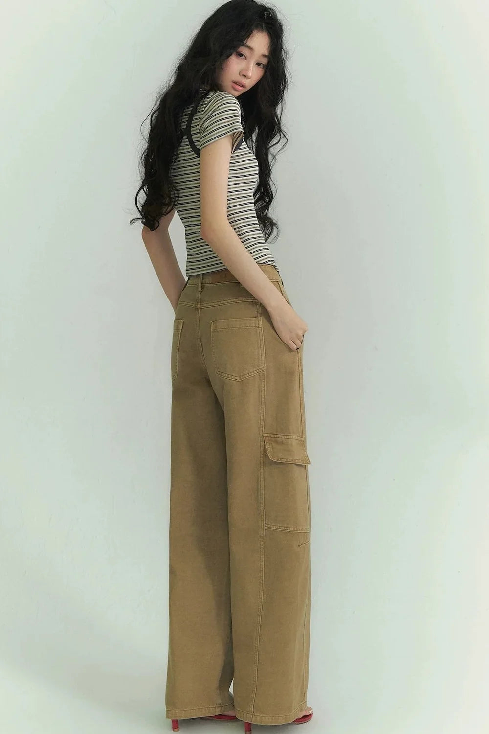 Casual Striped T-Shirt Suspender Set