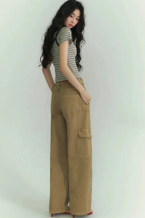 Casual Striped T-Shirt Suspender Set