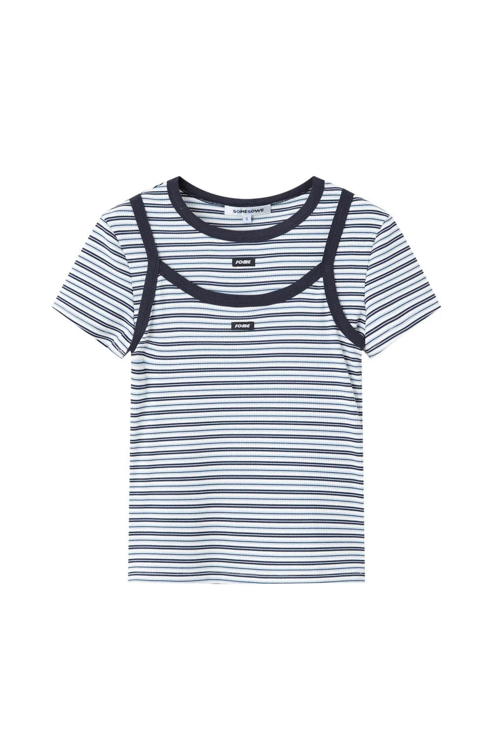 Casual Striped T-Shirt Suspender Set