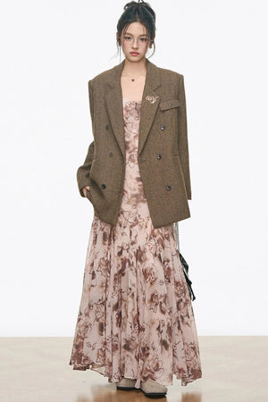 Casual Woolen Blazer Dress Set-Up