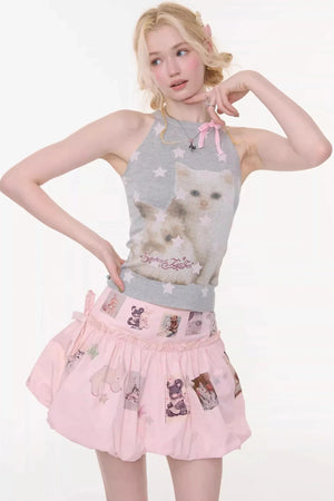 Cat and Rabbit Knitted Vest