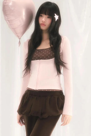 Cat Ear Hooded Cardigan Set-Up