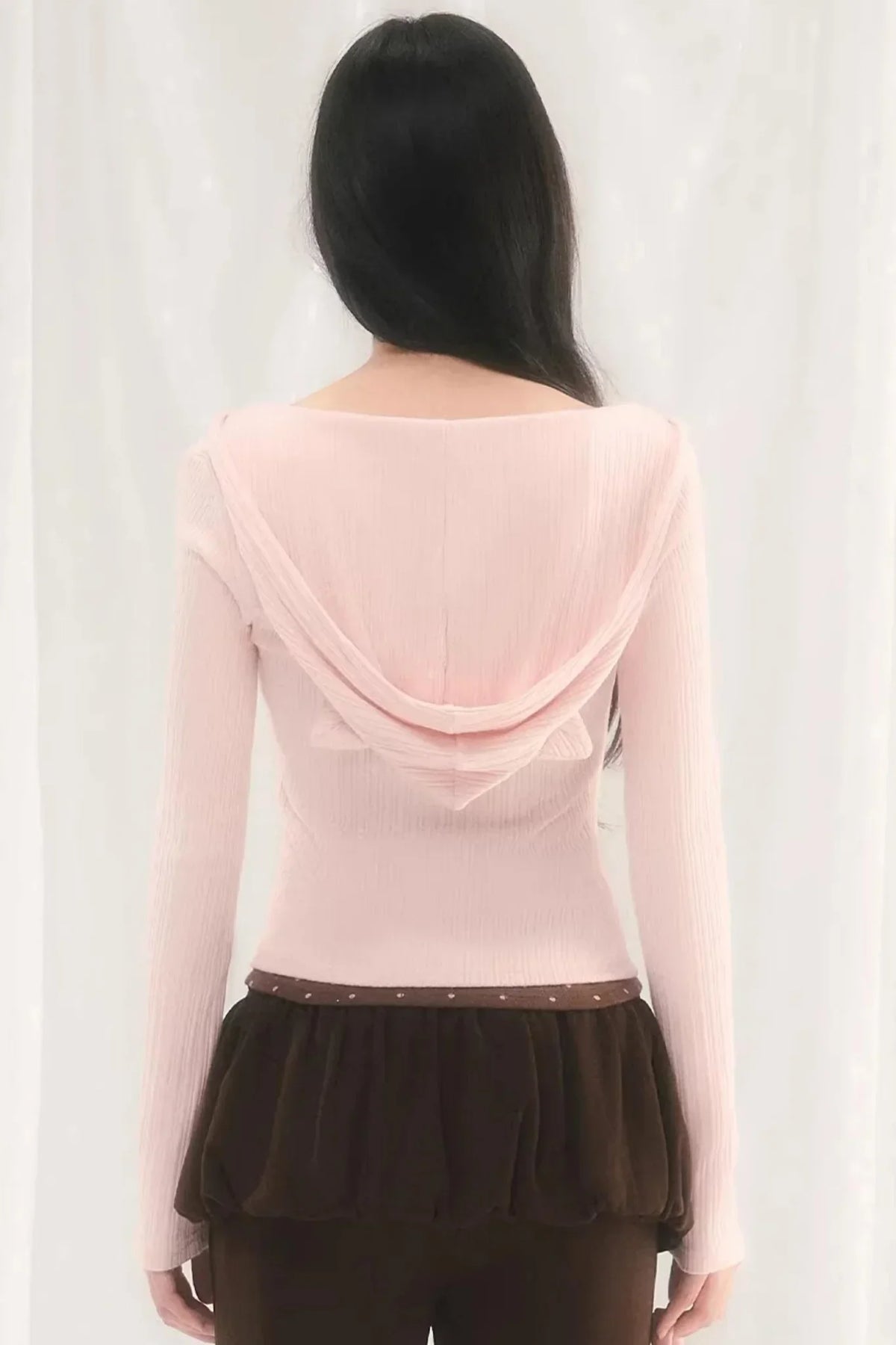 Cat Ear Hooded Cardigan Set-Up