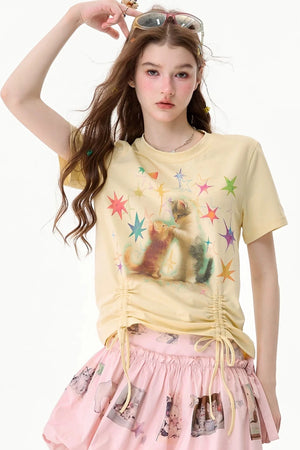 Cat Graphic Short-Sleeve T-Shirt