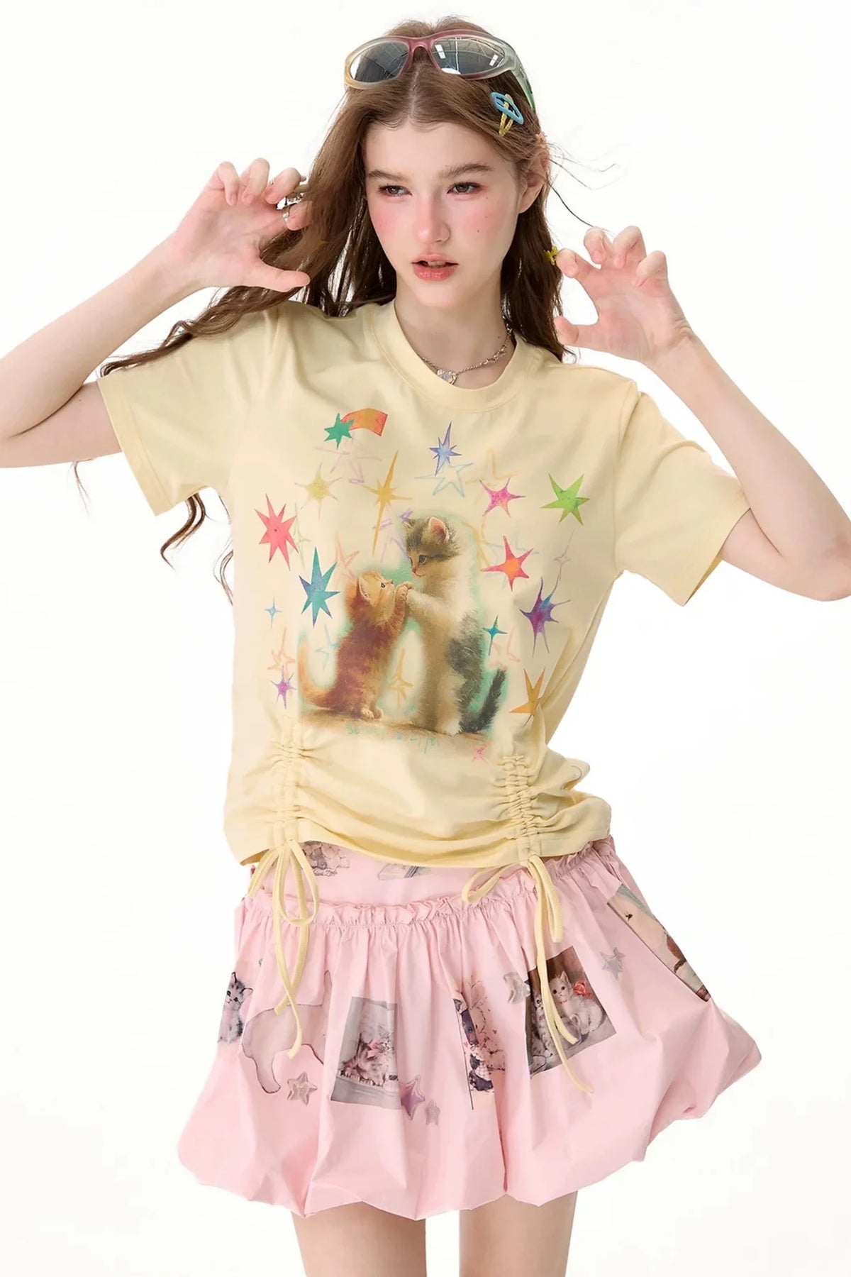 Cat Graphic Short-Sleeve T-Shirt