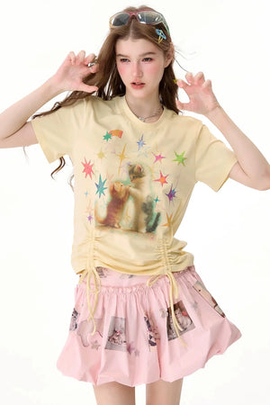 Cat Graphic Short-Sleeve T-Shirt