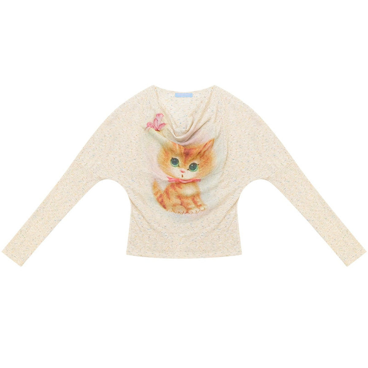 Cat Print Long Sleeve Blouse