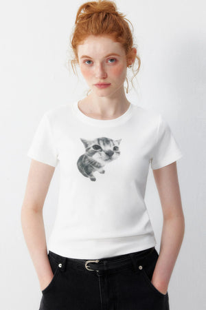 Cat Print T-Shirt