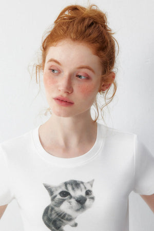 Cat Print T-Shirt