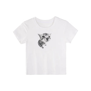 Cat Print T-Shirt