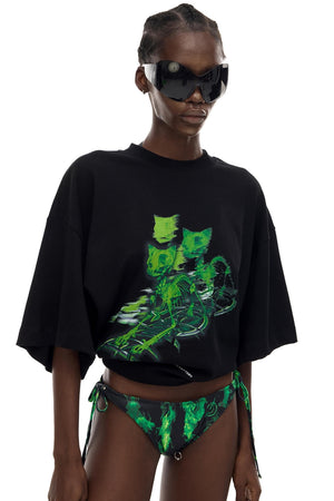 Cat Skeleton Print T-Shirt