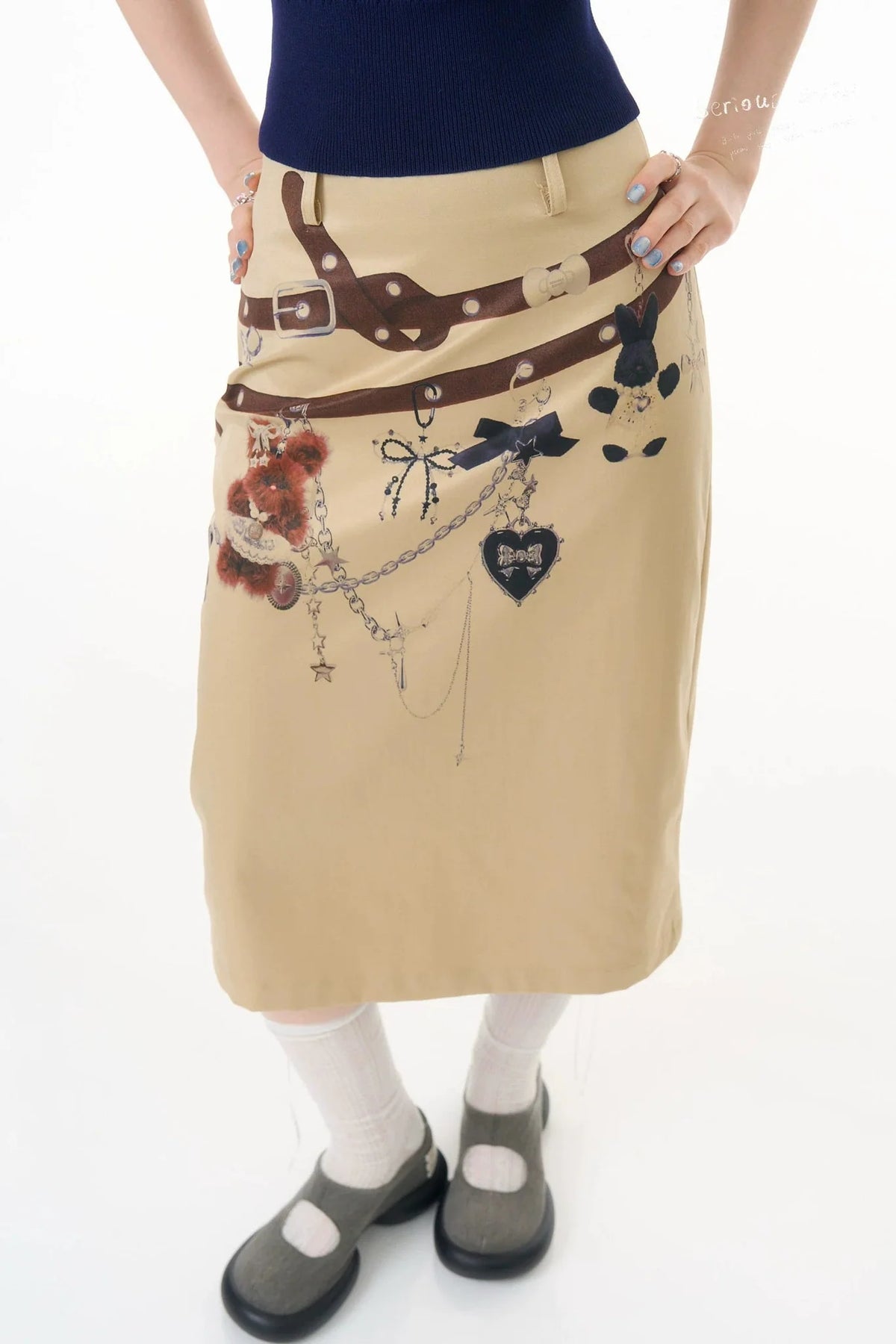 Chain Bear Khaki Skirt