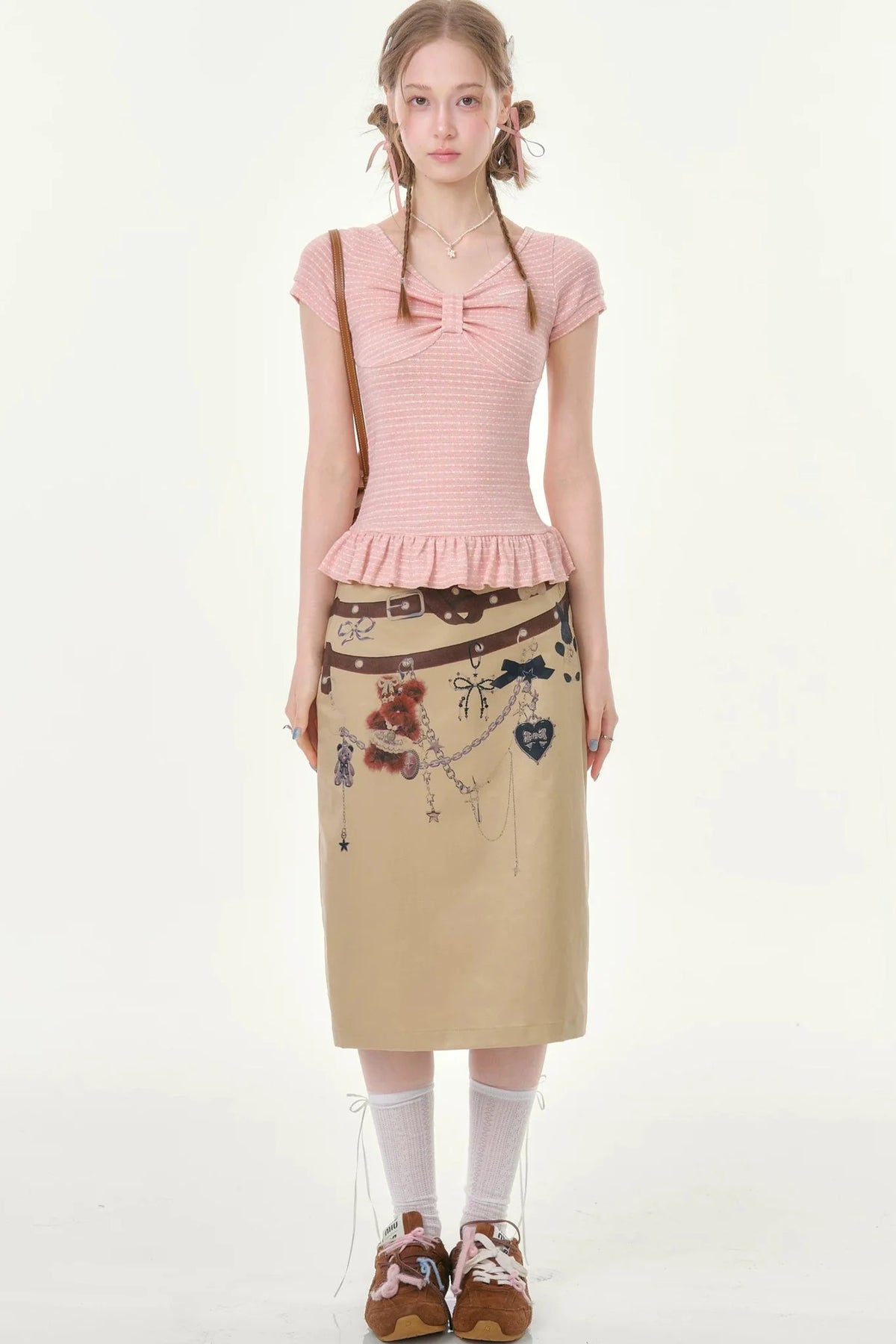 Chain Bear Khaki Skirt