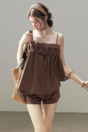 Chamomile Embroidered Camisole Set-Up