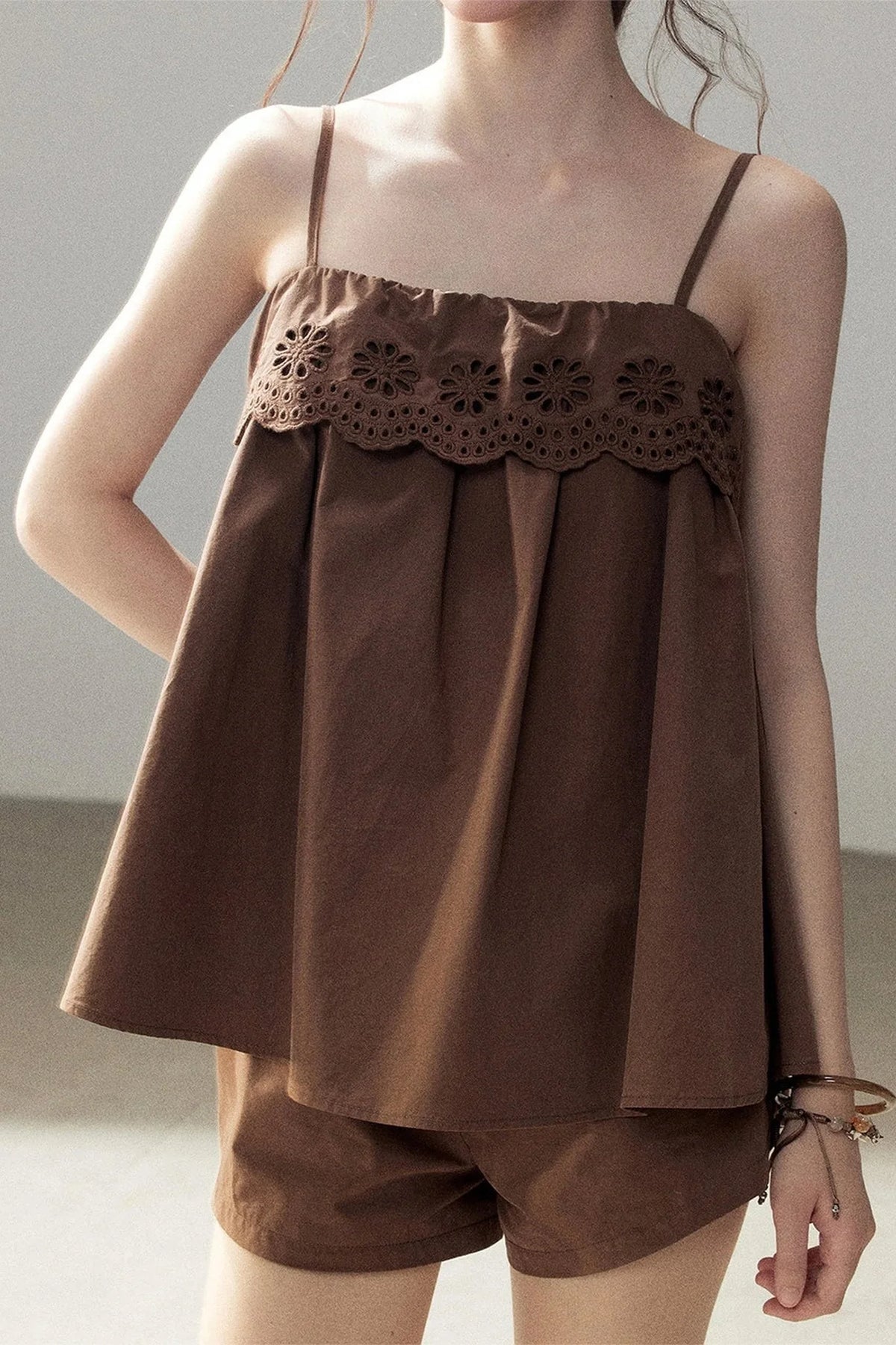 Chamomile Embroidered Camisole Set-Up