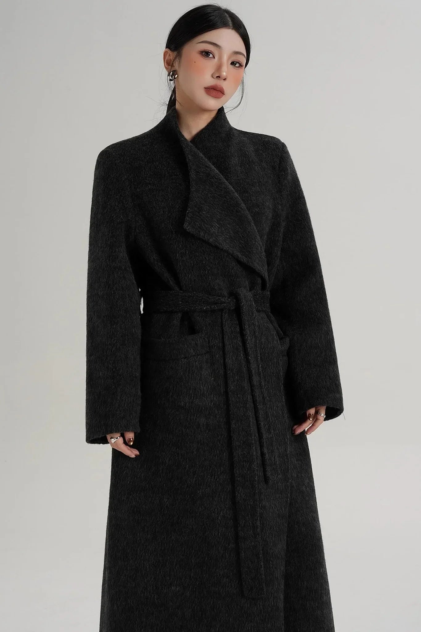 Charcoal Black Wool Coat