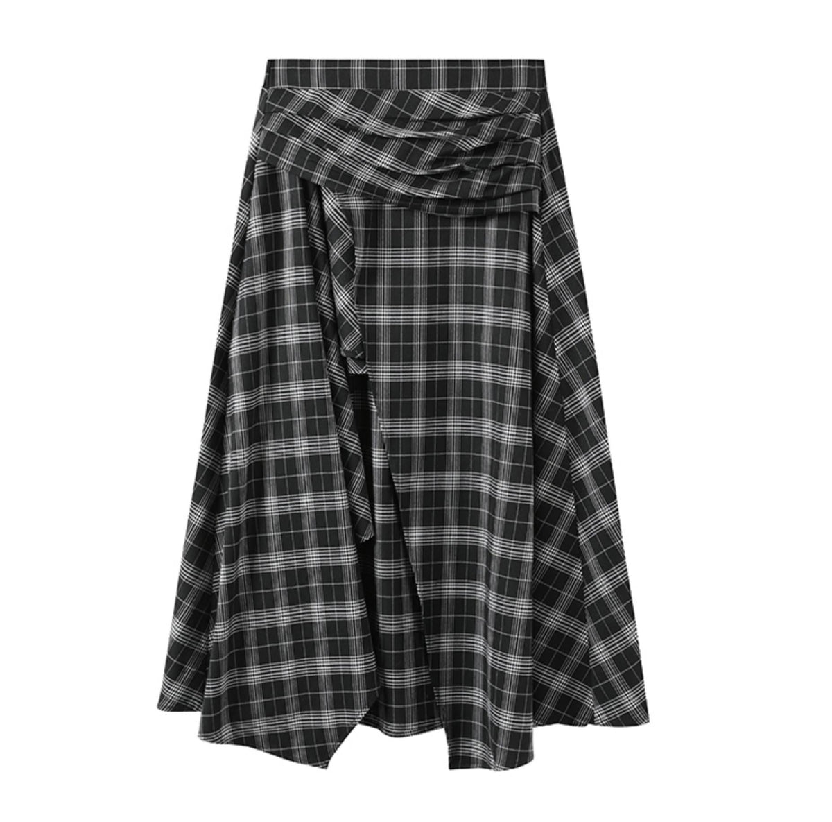 Charm Checkered Skirt & Bow-Knit Set-Up