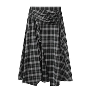 Charm Checkered Skirt & Bow-Knit Set-Up
