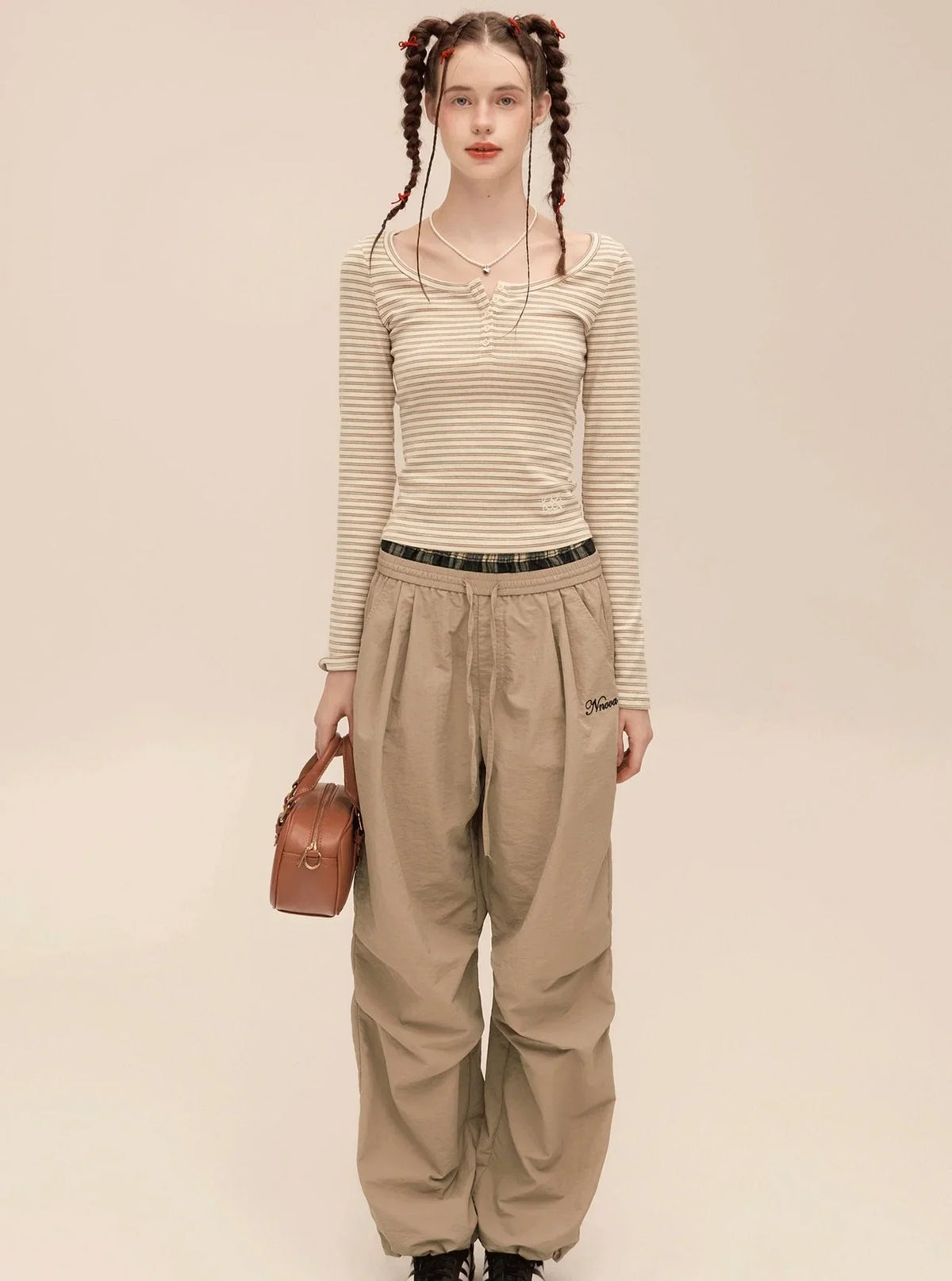 Check Loose Cargo Pants