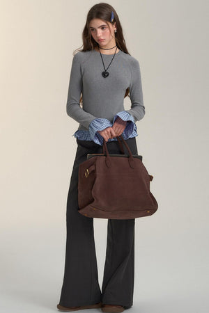 Check-Panelled Long-Sleeve Top