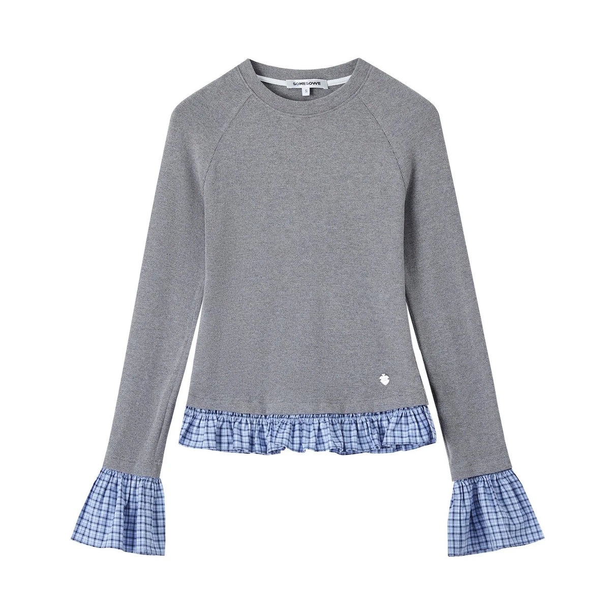 Check-Panelled Long-Sleeve Top