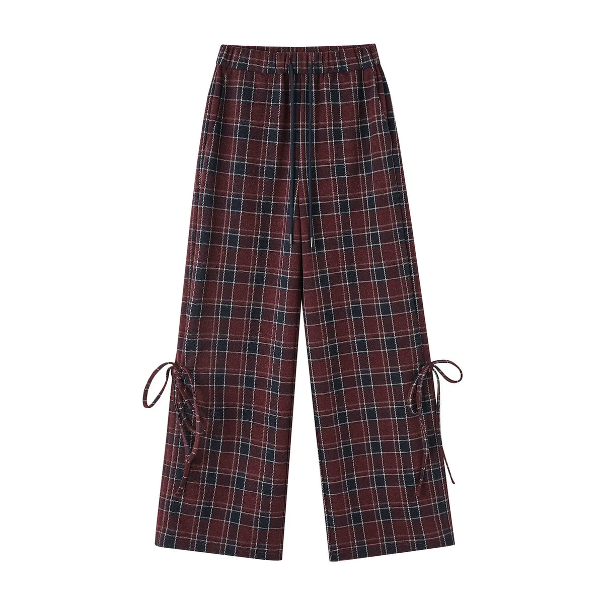 Checked Drawstring Bow Trousers